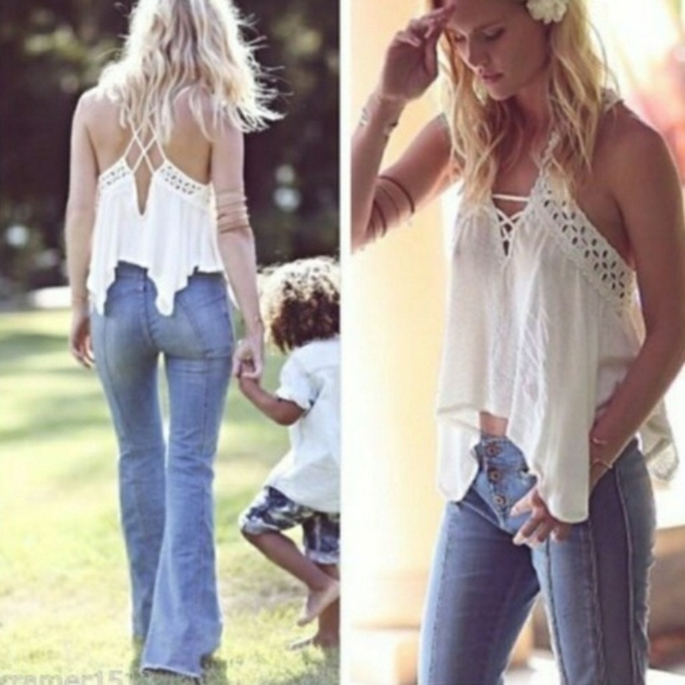 Free People Willow Seam Flares Denim Jeans